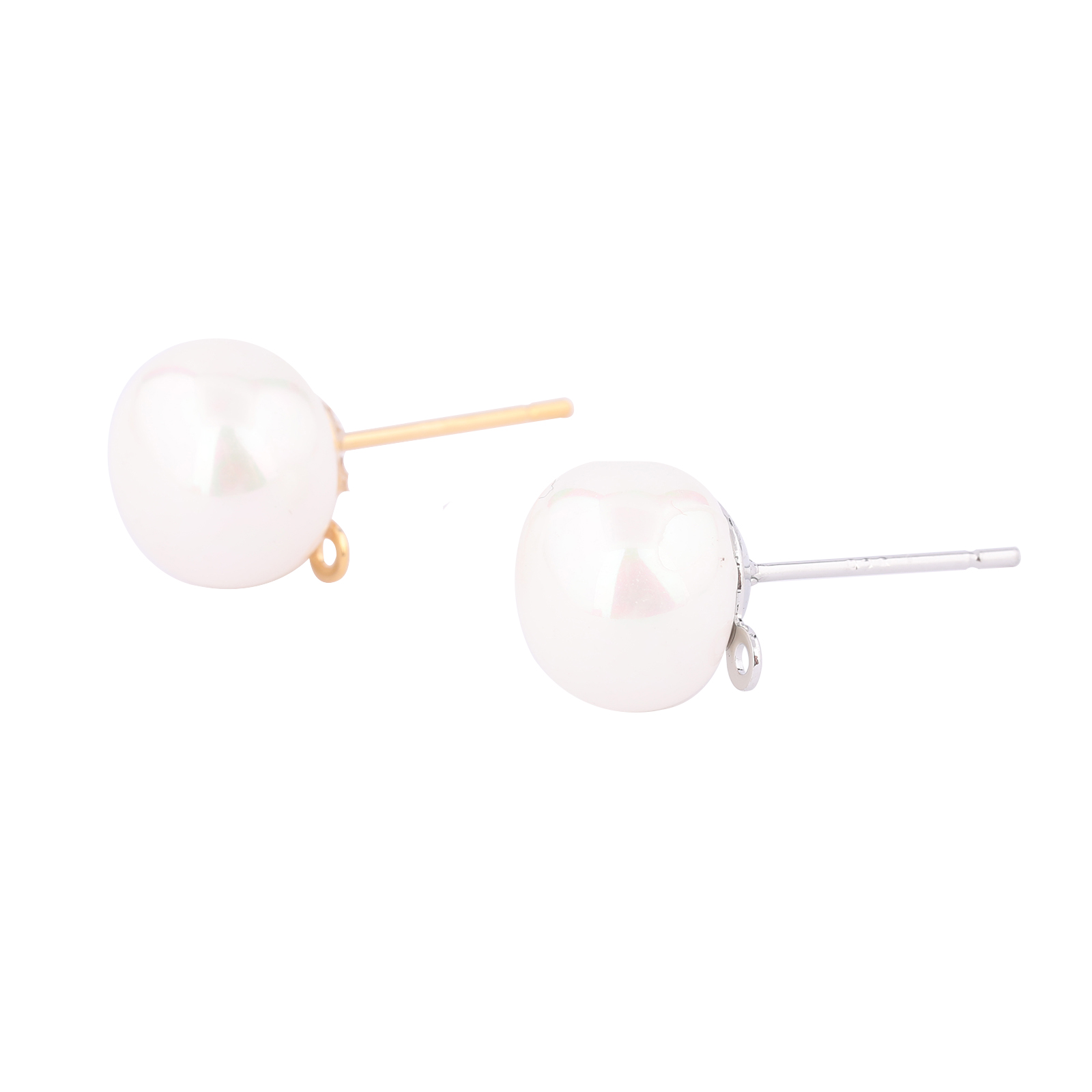 10pcs Copper White K Gold Plat - Pearl Stud Earrings 评论和价格